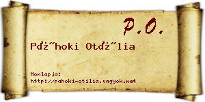 Páhoki Otília névjegykártya